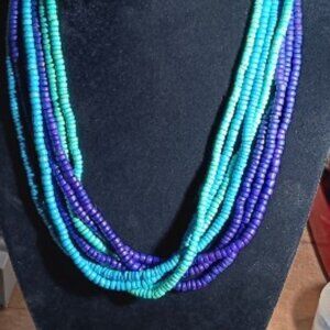 Blue/Aqua Color Beaded Necklace